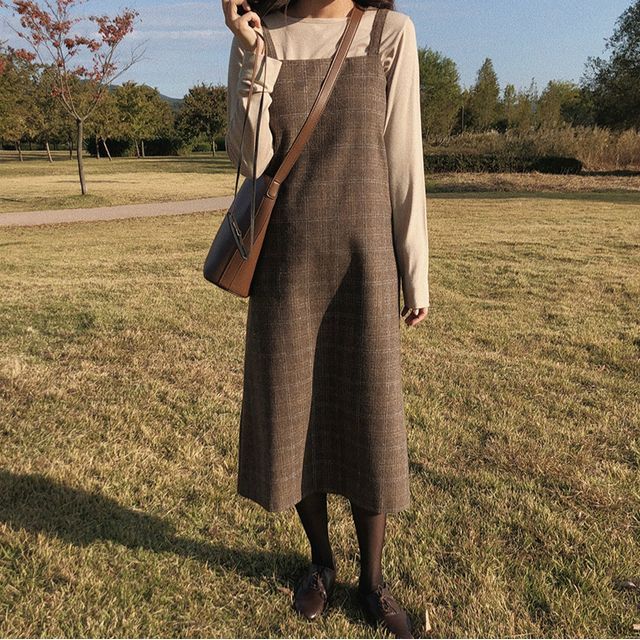 long brown overall dress Chocolate Knit Murphy Swing Midi Dress main image 0