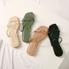 Wifky - Strappy Pleather Flip-Flops Wifky - Strappy Pleather Flip-Flops