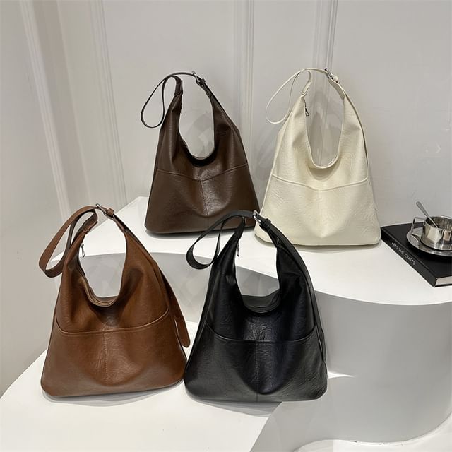 Mulgam-Plain Faux Leather Tote Bag