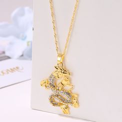 Cheermo - Rhinestone Dragon Pendant Necklace Cheermo - Rhinestone Dragon Pendant Necklace
