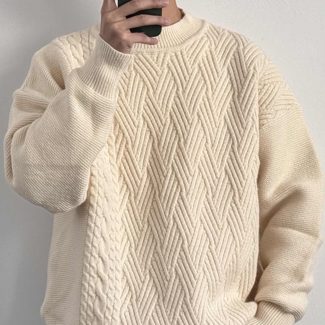 Zentrus-Crew Neck Plain Sweater
