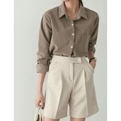 PPGIRL - Pleated-Front Shorts PPGIRL - Pleated-Front Shorts