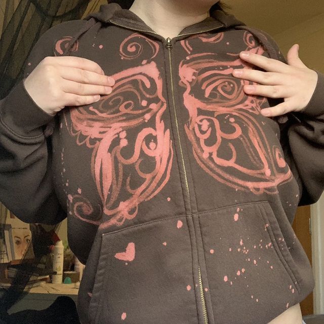 brown butterfly zip up