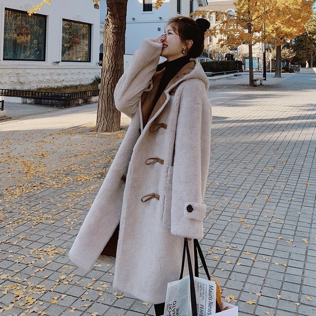 Tzarkozy-Hood Plain Fleece Toggle Coat