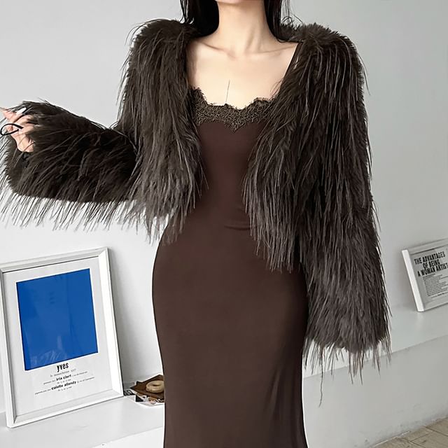 cowl neck dress bodycon Off Shoulder Fur Bodycon Dress – Made For Her Label main image 0