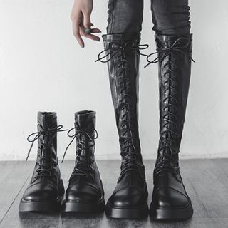 Lace Up Block Heel Short / Tall Boots