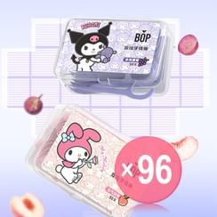 BOP - Disposable Plastic Stemmed Twin-Line Fresh Floss Stick Sanrio Limited Edition - 2 Flavors (x96) (Bulk Box)