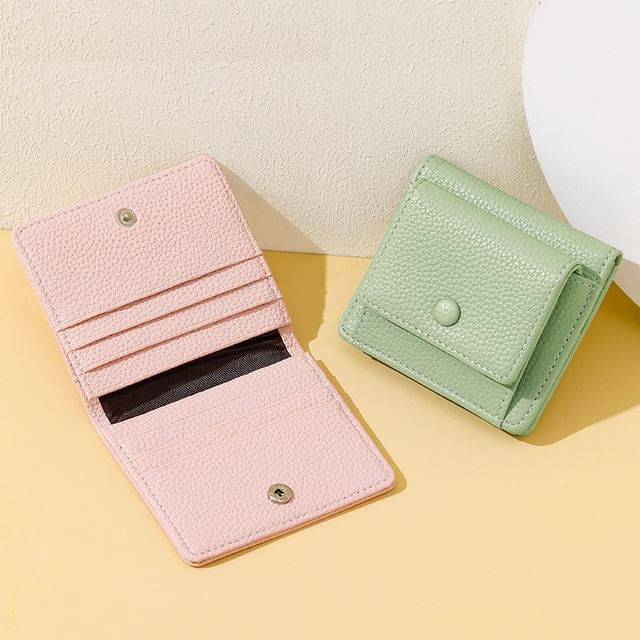 tablarosa-Plain Faux Leather Short Wallet