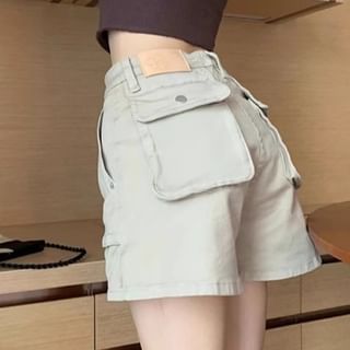 Fabricino-High Waist Plain Shorts