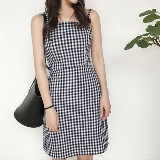 Moon City-Gingham Sleeveless Dress
