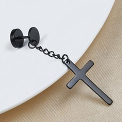 Prushia - Stainless Steel Cross Dangle Single Earring Prushia - Stainless Steel Cross Dangle Single Earring