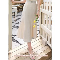 Styleonme - Seam-Trim Long Mermaid Skirt Styleonme - Seam-Trim Long Mermaid Skirt