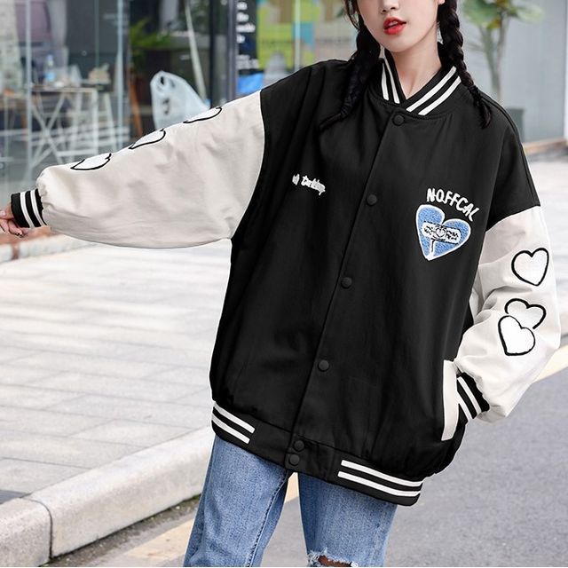 ZENME Heart Baseball Jacket Black M