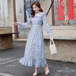 sachin and babi light blue dress Elegant Long Sleeved Chiffon Dresses for Women's Fashion main image 1