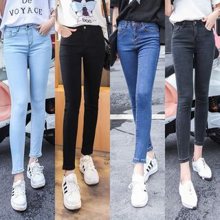 Denimot-Mid Rise Cropped Skinny Jeans