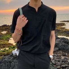 Seoul Homme - Open-Placket T-Shirt Seoul Homme - Open-Placket T-Shirt
