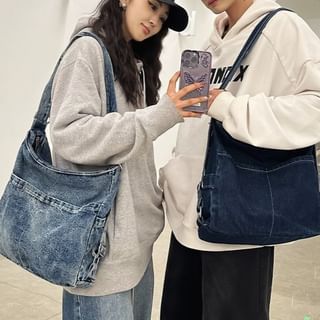 Mulgam-Multi-Pocket Denim Crossbody Bag