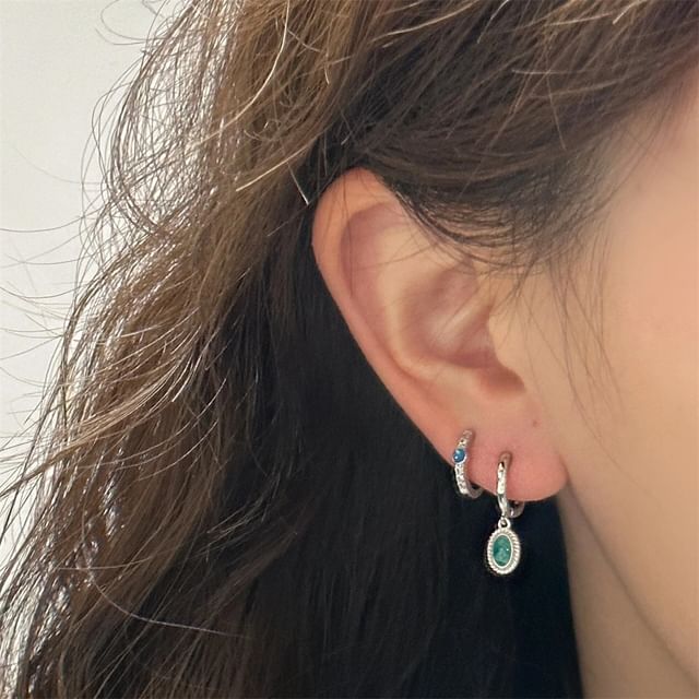 Hansha-925 Sterling Silver Huggie Drop Earring