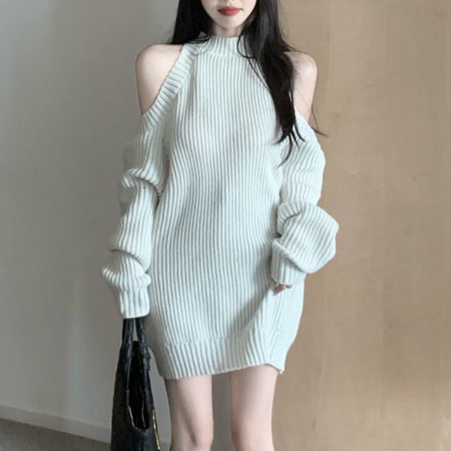 slim fit dress slacks Yemak Women's Loose Fit Turtleneck Long Sleeve Sweater Dress MK6021