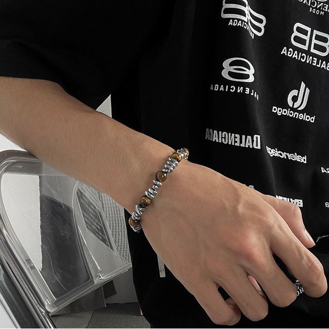 Kopesh-Gemstone Bead Alloy Bracelet