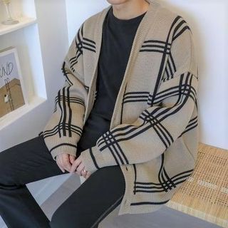 Myanderthal-V-Neck Plaid Cardigan