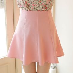 MyFiona - Seam-Trim Flared Miniskirt MyFiona - Seam-Trim Flared Miniskirt