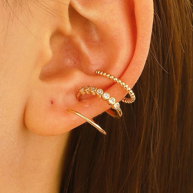 Seirios-Rhinestone Spiral Alloy Ear Cuff