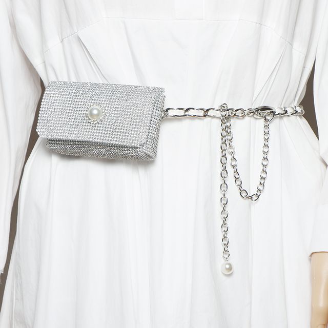 Beltalicious Faux Pearl Alloy Waist Chain Belt Bag YesStyle