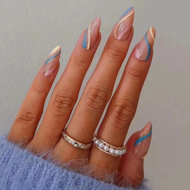 Cutip Nails-Waterdrop Shape Color Panel Waviness Press-On Nails