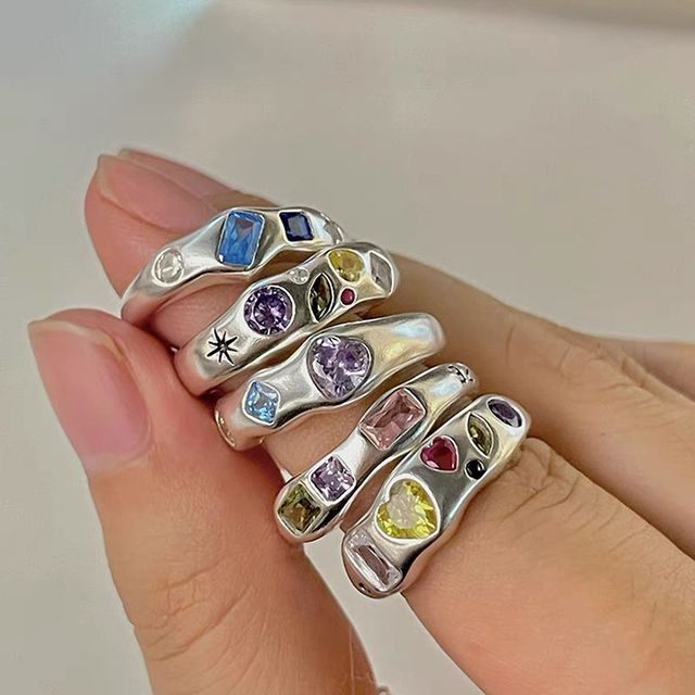 Panda Dama-Irregular Rhinestone Alloy Open Ring various designs