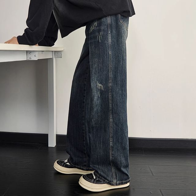 GRAYCIOUS-Mid Rise Washed Wide Leg Jeans