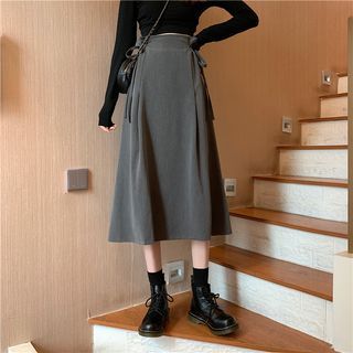 Dragan Pulse Lace Up Plain Midi Skirt