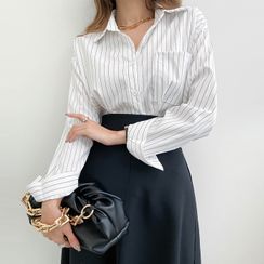 DABAGIRL - Long-Sleeve Pinstripe Shirt DABAGIRL - Long-Sleeve Pinstripe Shirt