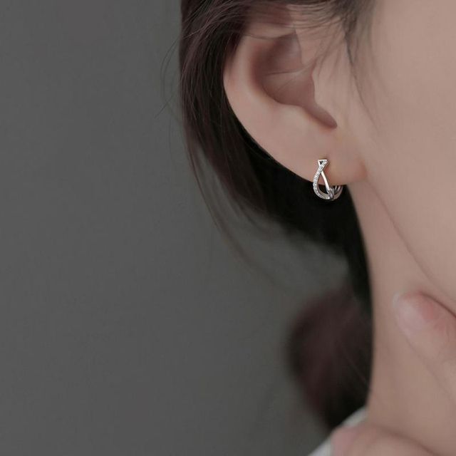 Toinianimos-Rhinestone Hoop Earring