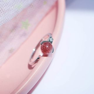Dashiro-925 Sterling Silver Rhinestone Bead Open Ring