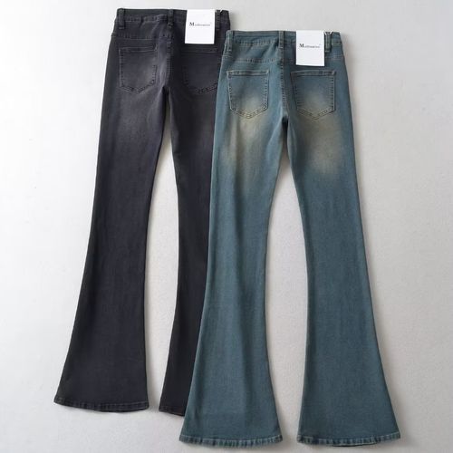 Low Rise Distressed Flared Jeans