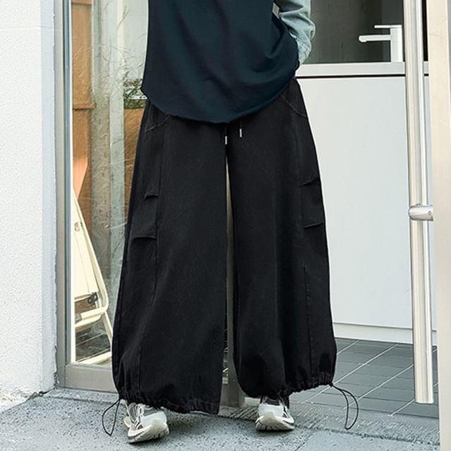 KUMI-High Rise Plain Wide Leg Pants