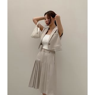 DABAGIRL Suit Set: Crop Blazer Vest + Pleat Bermuda Skort Sale
