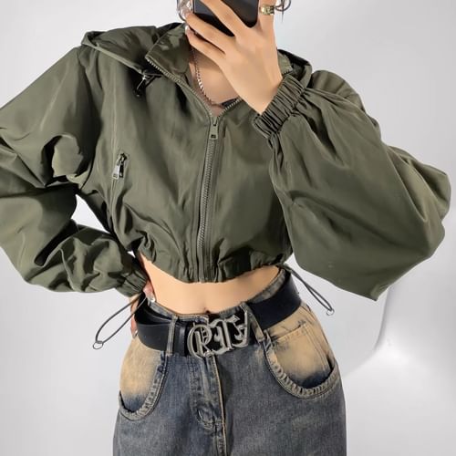 drawstring crop jacket