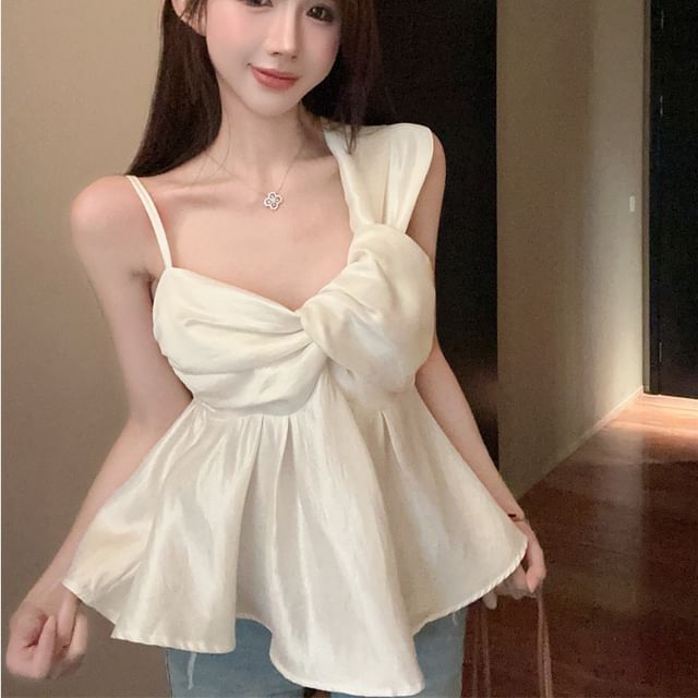 Whoosh-Asymmetrical Plain Knotted Camisole Top