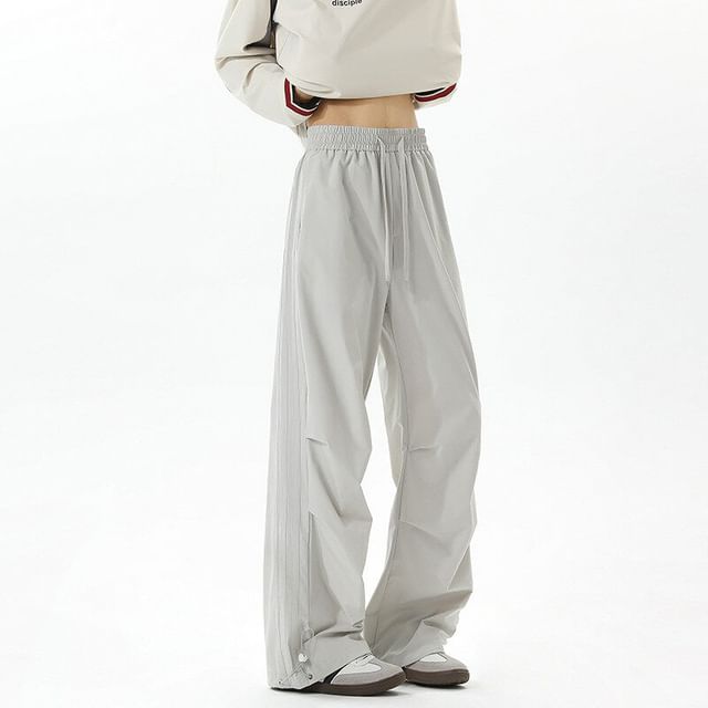 Kimeya-High Waist Plain Wide Leg Cargo Pants