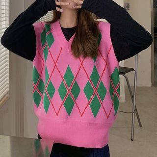 pink knitted vest