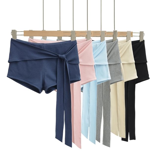 Ulark-Mid Rise Plain Tie-Up Shorts