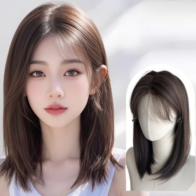 SEVENQ-Set Medium Full Wig - Straight Wig Cap