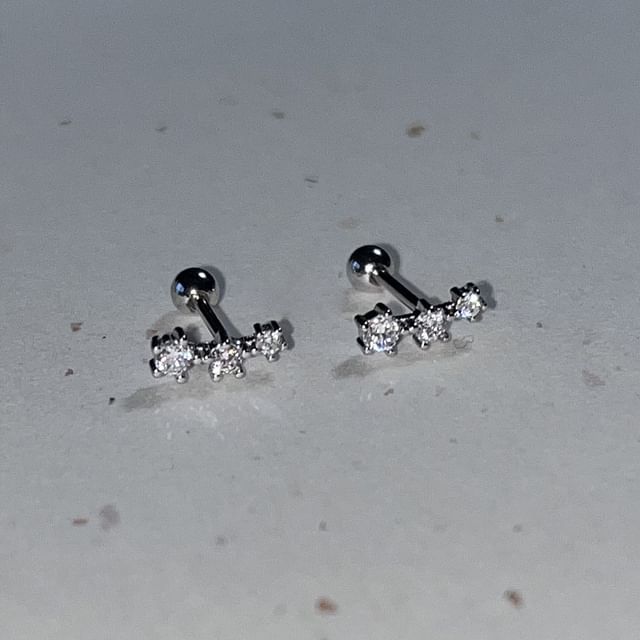 Hansha-Rhinestone Alloy Barbell Earring