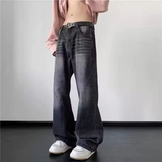 Urtishia-Low Rise Washed Flared Jeans