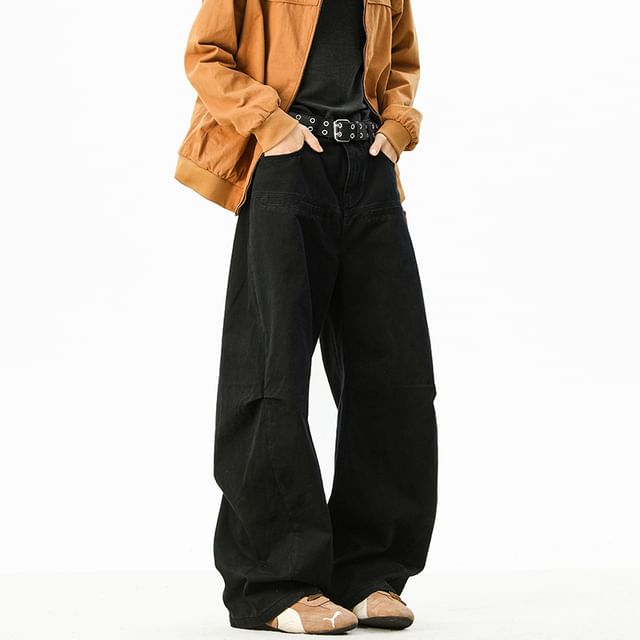 VEAZ-Mid Rise Washed Wide Leg Jeans