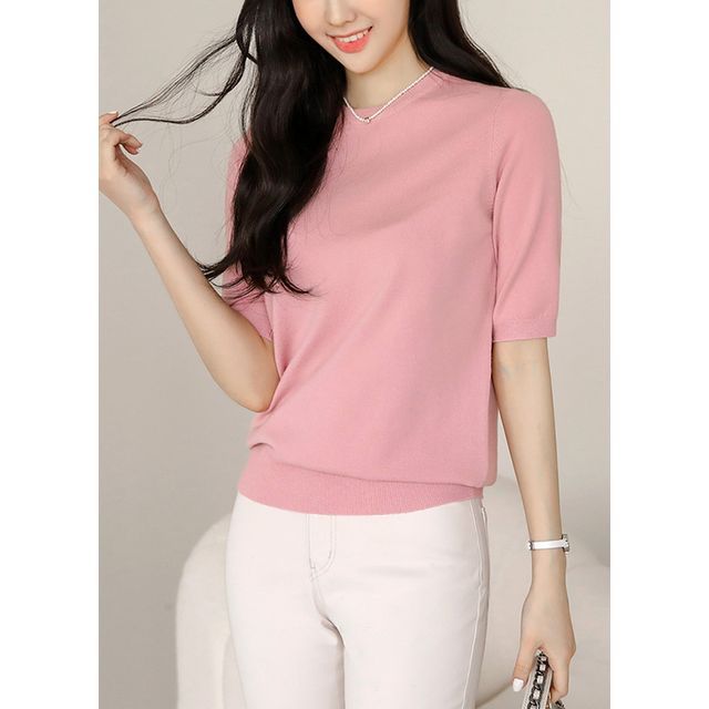 Styleonme Lightweight Pastel Knit Top YesStyle