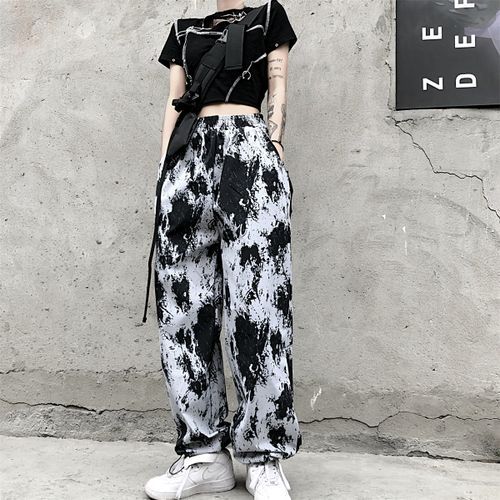 Charmeuse satin tie-dye pants