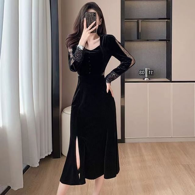 Simple Black Velvet Dress Black Velvet Simple Black Evening Dress